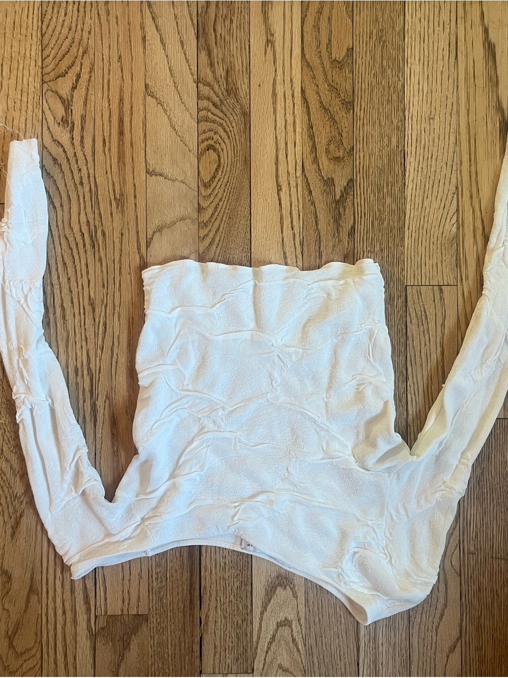 White Long-Sleeve Textured Women's Top